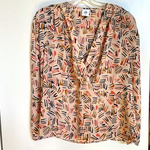 Cream multi colored long sleeve Cabie blouse 2022